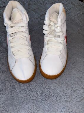 Like New Nike White Sneakers with Gum Soles Red and Pink Swoosh